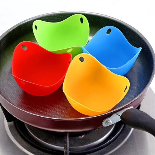 4pcs Silicone Egg Poacher Mold Poaching Pods Egg Mold Bowl Rings Cooker Boiler Kitchen