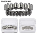 TOPGRILLZ 8/8 Hip Hop Teeth Grillz Set Gold Silver Color Top & Bottom Body Jewelry Punk