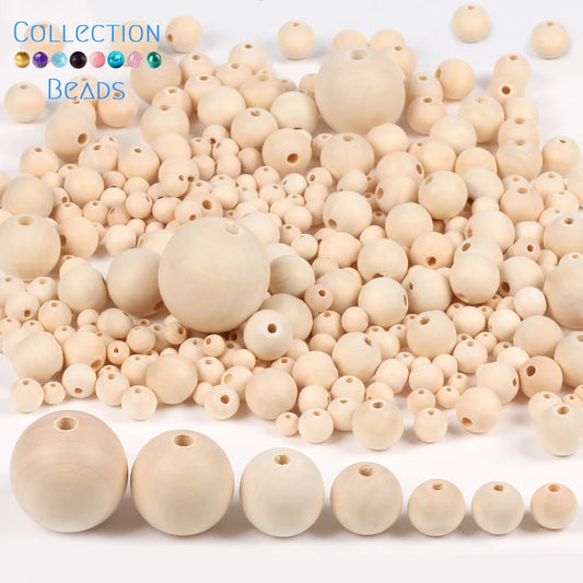 4-50mm 1-1000pcs Natural Wood Beads Round Spacer Wooden Pearl Lead-Free Balls Charms DIY For Jewelry Making Handmade Accessories