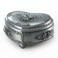 Anastasia Once upon a December Wind-Up Musical Box Round Alloy with Embossed Rose Decor Romantic Valentines Day Gift