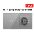 NYWP EU 86*86mm 1Gang 2Way Dual Touch Switch Tempered Glass Panel Stair Switch Bedroom