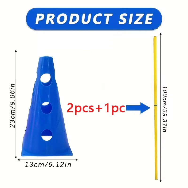 Adjustable Agility Hurdle Training Set Plastic Marker Cones with Splicing Poles for