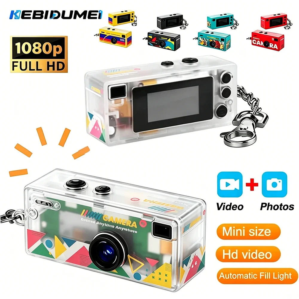 KEBIDUMEI Mini Action Camera Retro Support Memory Card Thumb Keychain Camera 0.96inch