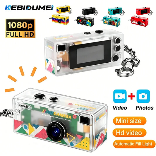 KEBIDUMEI Mini Action Camera Retro Support Memory Card Thumb Keychain Camera 0.96inch