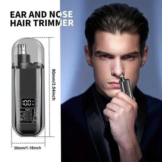 USB C Rechargeable Nose Ear Hair Trimmer for Men - Portable Fast Charge Compact Grooming Kit