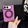 For IPhone Duo Fold Case 360 Rotating Bracket Stand for Magsafe Magnetic Matte Transparent Electroplated Lens Protection Cover
