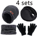 Winter Hat for Men Women Beanie Hats Scarf Glove Earmuff Set Thick Warm Slouchy Beanies