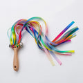 BPA-free Non-toxic Baby Ribbon Wooden Ring Teether Montessori Style Sensory Toy Newborns Color Recognition Educational Toys