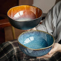 Japanese Style Ceramic Bowl Irregular Glaze Ramen Bowl Large Salad Soup Bowl Microwave Dishwasher Safe