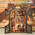 CUTEBEE DIY Book Nook Kit Miniature Wooden Dollhouse with Lights Bookshelf Insert 3D