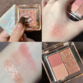 3Color Glitter Purple Eyeshadow Palette Mini Portable Earth Color Matte Eyeshadow Long