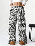 New High-quality Autumn And Winter Women's Flannel Casual Sleeping Pants With Elastic Waist And Leopard Print Sleeping Pants