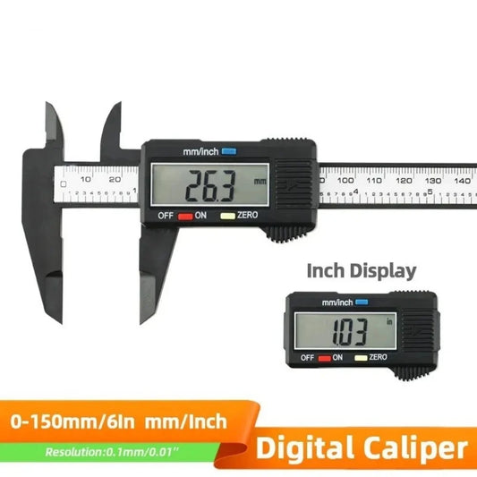 6inch Digital Vernier Calipers 0-150mm Lcd Electronic Caliper, Carbon Fiber Gauge Height Measuring Tools Instruments Micrometer