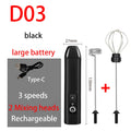 Electric Milk Frother USB Rechargeable Handheld Egg Beater 3 Speeds Foam Maker Mixer