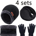 Winter Hat for Men Women Beanie Hats Scarf Glove Earmuff Set Thick Warm Slouchy Beanies