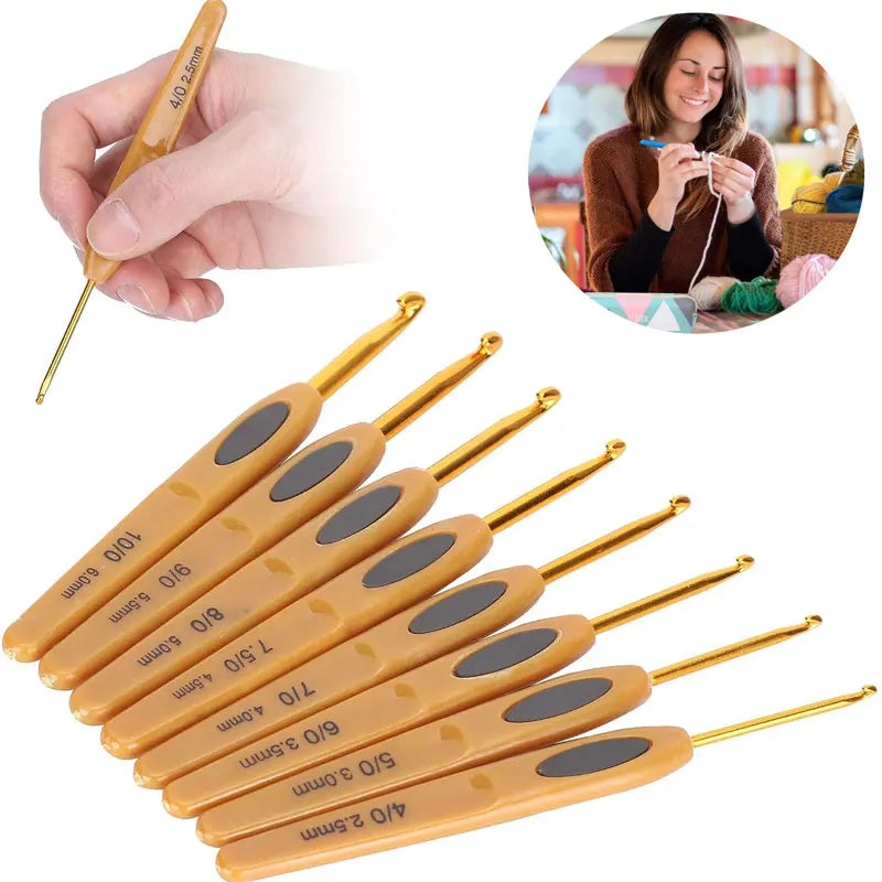 8Pcs Crochet Hooks Set 2.5-6.0mm Ergonomic Knitting Needles Crochet Hooks with Soft