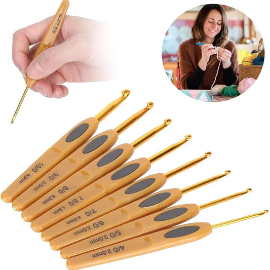 8Pcs Crochet Hooks Set 2.5-6.0mm Ergonomic Knitting Needles Crochet Hooks with Soft