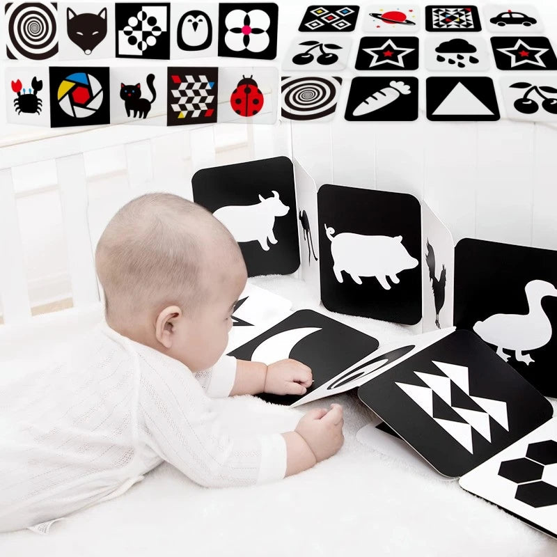 Black and White Cards High Contrast Baby Toys 0-36 Months Newborns Visual Stimulation