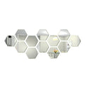 6/12pcs 3D Mirror Wall Sticker Hexagon Decal Home Decor DIY Self-adhesive Mirror Decor