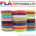 Colored PLA Filament for 3D Pen Printing 36M 50M 100M 150M 200M Smoke-free Safe Plastic