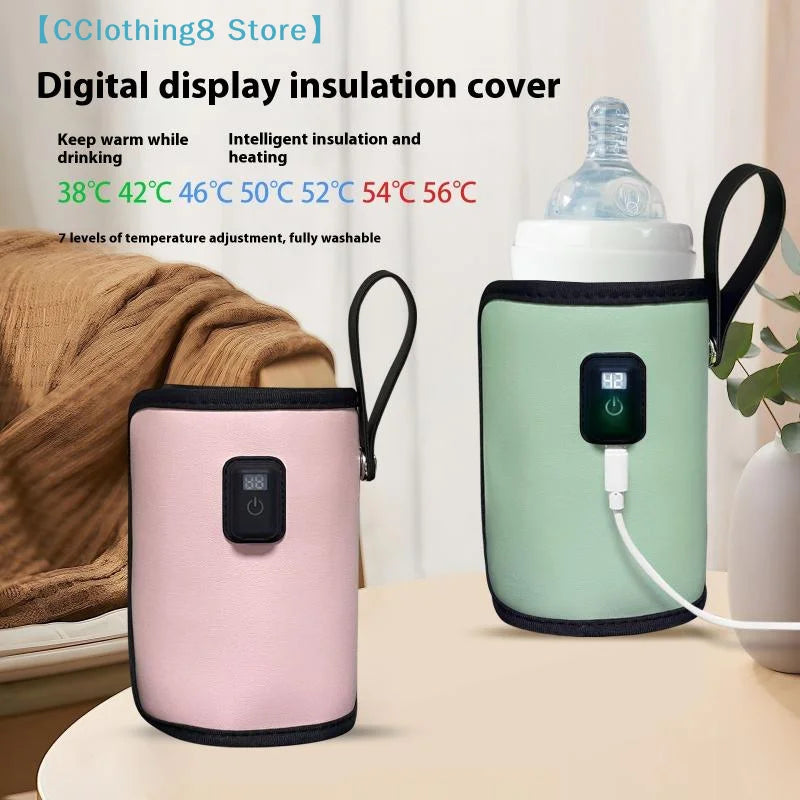 1 Set 7 Temperature Adjust Insulated Breastmilk Warm Bag USB Charging Feeding Bottle