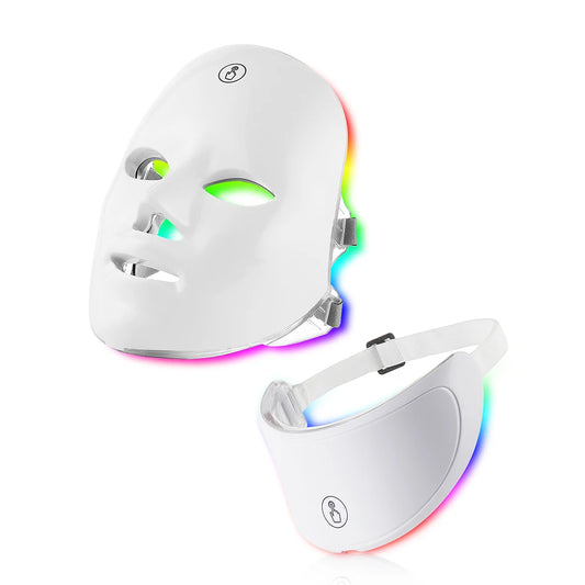 7 Colors Led Facial Mask With Neck Red Light Therapy Mask For Skin Tightening Lifting
