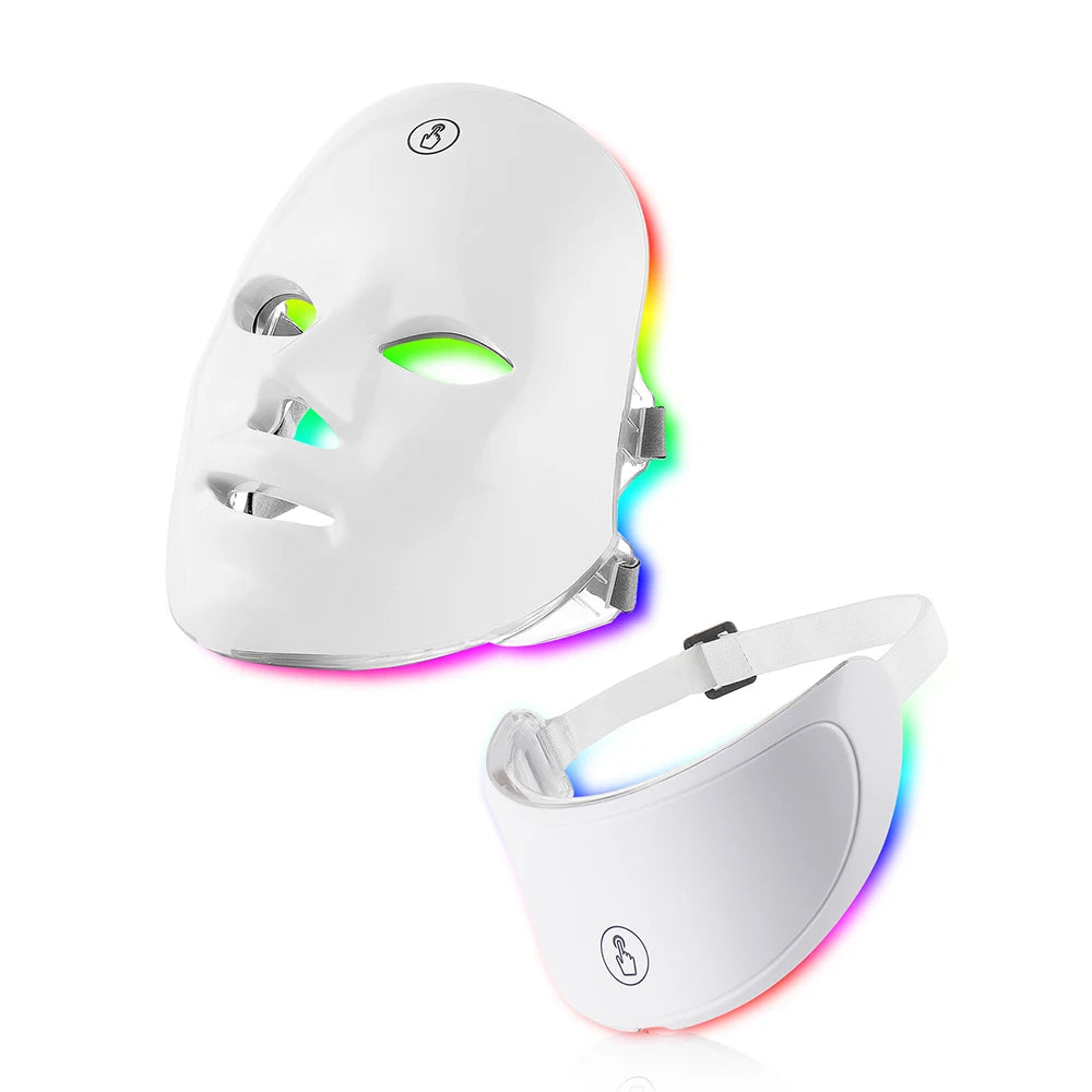 7 Colors Led Facial Mask With Neck Red Light Therapy Mask For Skin Tightening Lifting