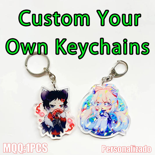 Custom Logo Acrylic Keychain Cat Dog ID Charm Print Holographic Personal Photo Pet