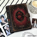 A5 Dark Rose PU Leather Photocard Binder Gothic Magnetic Loose Leaf Album for 3 Inch Card Storage