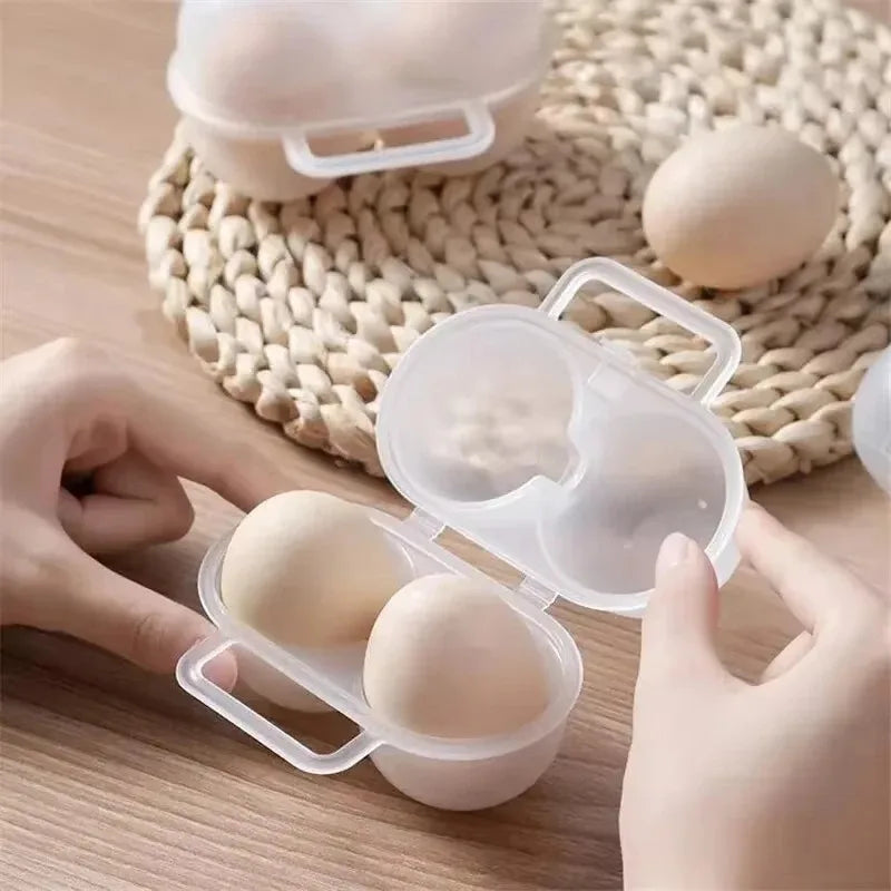 2-Cell Outdoor Portable Egg Box Plastic Tray Refrigerator Egg Storage Box Shock-absorbing and Anti Drop