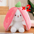 25cm Cute Strawberry Carrot Rabbit Plush Toy Stuffed Creative Into Fruit Transform Baby