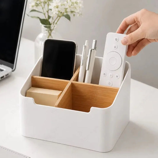 1/2PCS Multifunctional Compartment Storage Box Bamboo Wooden Desktop Organizer Cosmetic