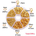 210-400pcs/Box Jewelry Making Kits Lobster Clasp Open Jump Rings End Crimps Beads Box