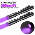 UV Flashlight 395nm Ultraviolet Torch With Pen Clip Portable AAA Batteries Used Violet