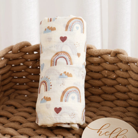 Elinfant 120x110cm Bamboo Cotton Baby Muslin Swaddle Blanket Cute Soft Print Baby Towel