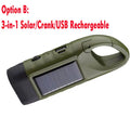 New upgrade 3LED Portable Outdoor Hand Crank Solar Powered Flashlight For Fishing Hiking With Folding Buckle Emergency Lamp