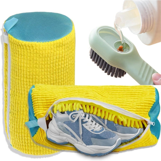 1/2/4PCS Shoe Washing Machine Bag with Liquid Shoe Brush Set Durable Laundry Shoe Bag and Soft Bristle Clean Brush for All Shoes