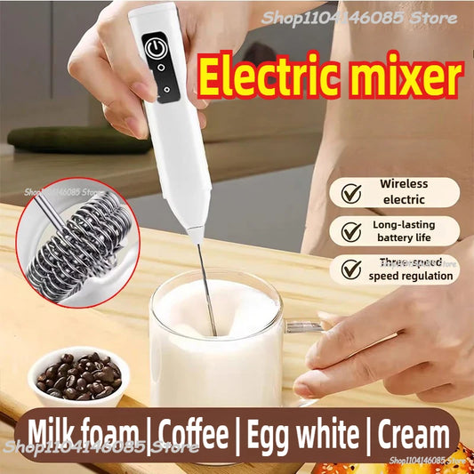 Wireless Milk Frother Electric Type-C Handheld Blender Stainless Steel Mini Coffee Maker Whisk Mixer for Coffee Cappuccino Cream
