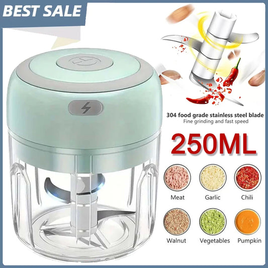 250ML Stainless Steel Electric Garlic Chopper Sturdy Durable Garlic Ginger Kitchen