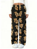 New High-quality Autumn And Winter Women's Flannel Casual Sleeping Pants With Elastic Waist And Leopard Print Sleeping Pants