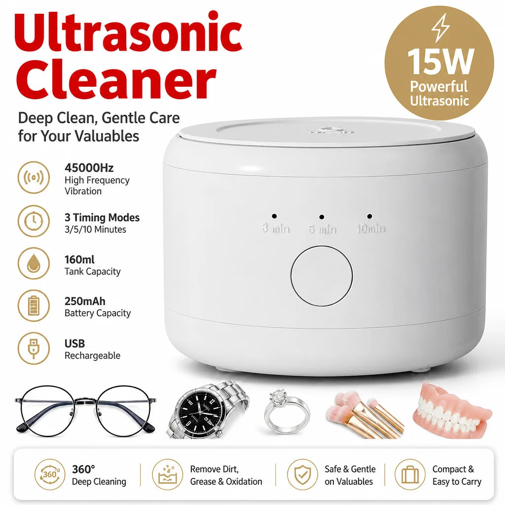 50KHZ Ultrasonic Cleaning Machine Eyeglass Washing Machine Household Braces Watches