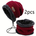 Winter Hat for Men Women Beanie Hats Scarf Glove Earmuff Set Thick Warm Slouchy Beanies
