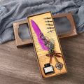 5color Machine Feather Dip Pen Set,Replaceable 5 Nib,Ink-Containing,Creative Quill