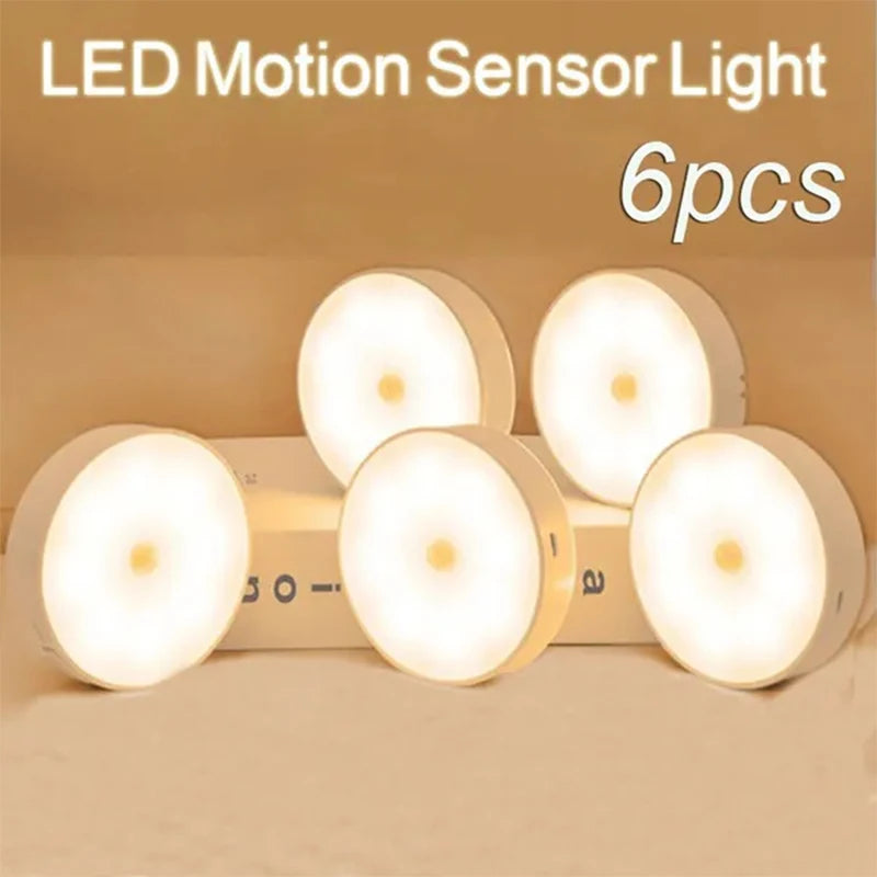 PIR Motion Sensor LED Night Light USB Rechargeable Night Lamp For Kitchen Cabinet