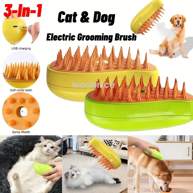 Electric Dog Steamer Brush Grooming 3 in 1 Dog Steam Brush Pet Remove Tangles and Loose