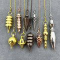 Cone 100% Copper Brass Metal Pendant Pendulum for Divination Dowsing Reiki Healing