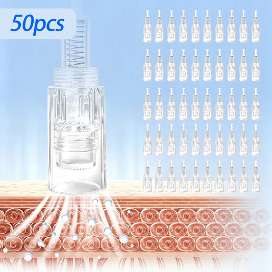 50Pcs Microneedle Cartridge Use for Screw Type Machine, 9/12/24/36/42Pin&Round/Square Nano Use for Facial Needle Length 0.25mm
