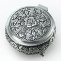 Anastasia Once upon a December Wind-Up Musical Box Round Alloy with Embossed Rose Decor Romantic Valentines Day Gift