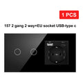 NYWP EU 86*86mm 1Gang 2Way Dual Touch Switch Tempered Glass Panel Stair Switch Bedroom