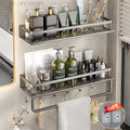 30/40/50CM Punch-Free Bathroom Shelf Shampoo Rack Aluminum Shower Organiser Without Drilling Toilet Shelf Bathroom Accessories